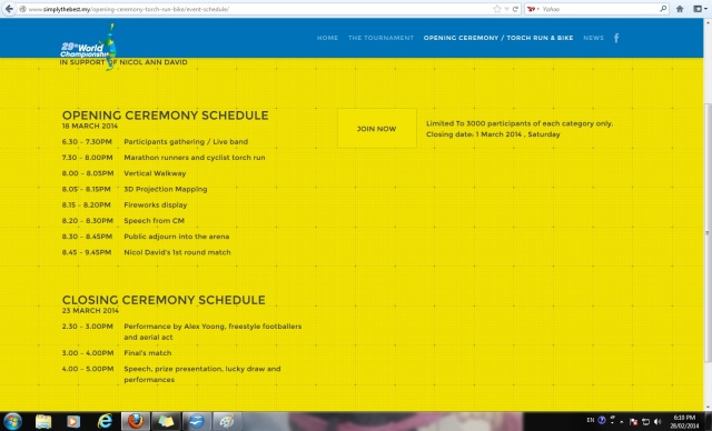 Opening and Closing Schedule accessed from website