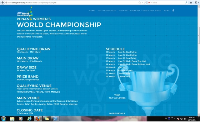 Tournament Schedule accessed from website